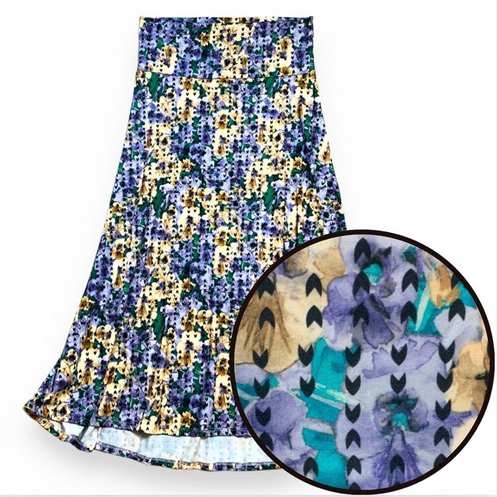 LuLaRoe Maxi Skirt 2X Floral Relaxed Flowy Summer Stretch Comfortable Bohemian